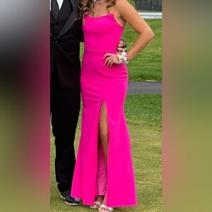 Aqua Vibrant Pink Strapless Dress